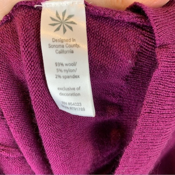 Athleta Purple Momentum Wool Blend Cycling Mock Neck Embroidered Sweater sz M - Picture 5 of 6
